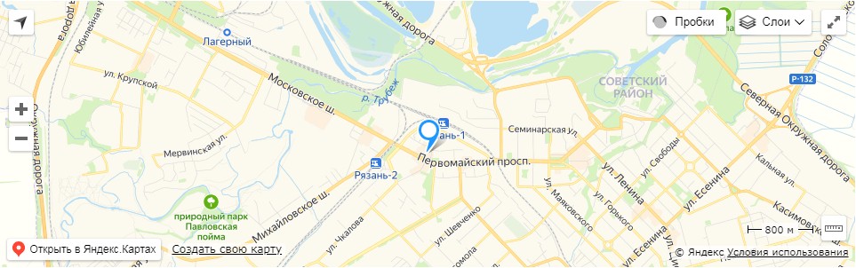 Адрес салона на карте в Рязани